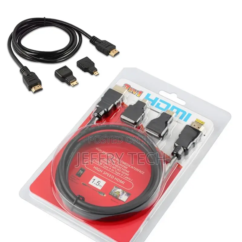 HDMI Cable 3 in 1 With Mini Hdmi and Micro Hdmi Converters M