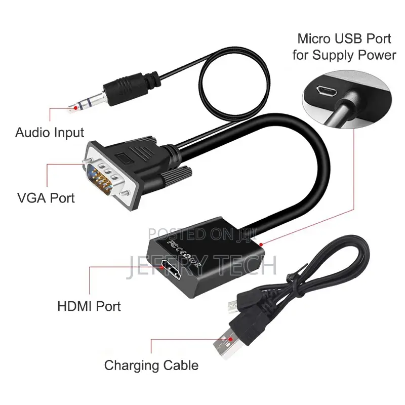 Output 1080P HD Audio VGA to HDMI TV Video Cable Converter A
