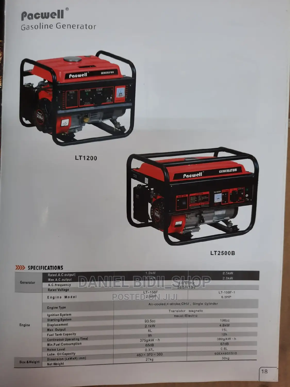 Pacwell Gasoline Generator Lt 3.5kva Keystart