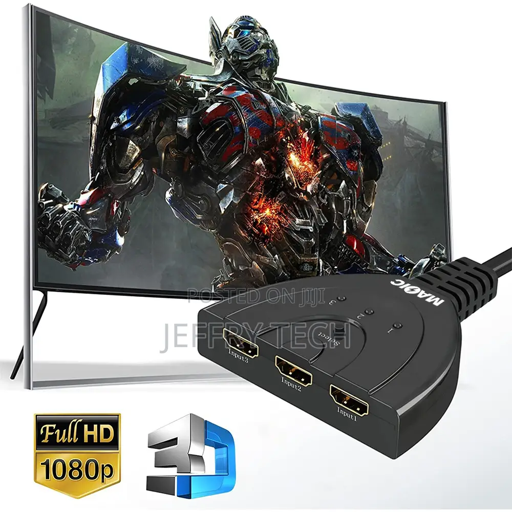 3 Port HDMI 1080P 3D Switcher 3x1 Auto Switch 3 In