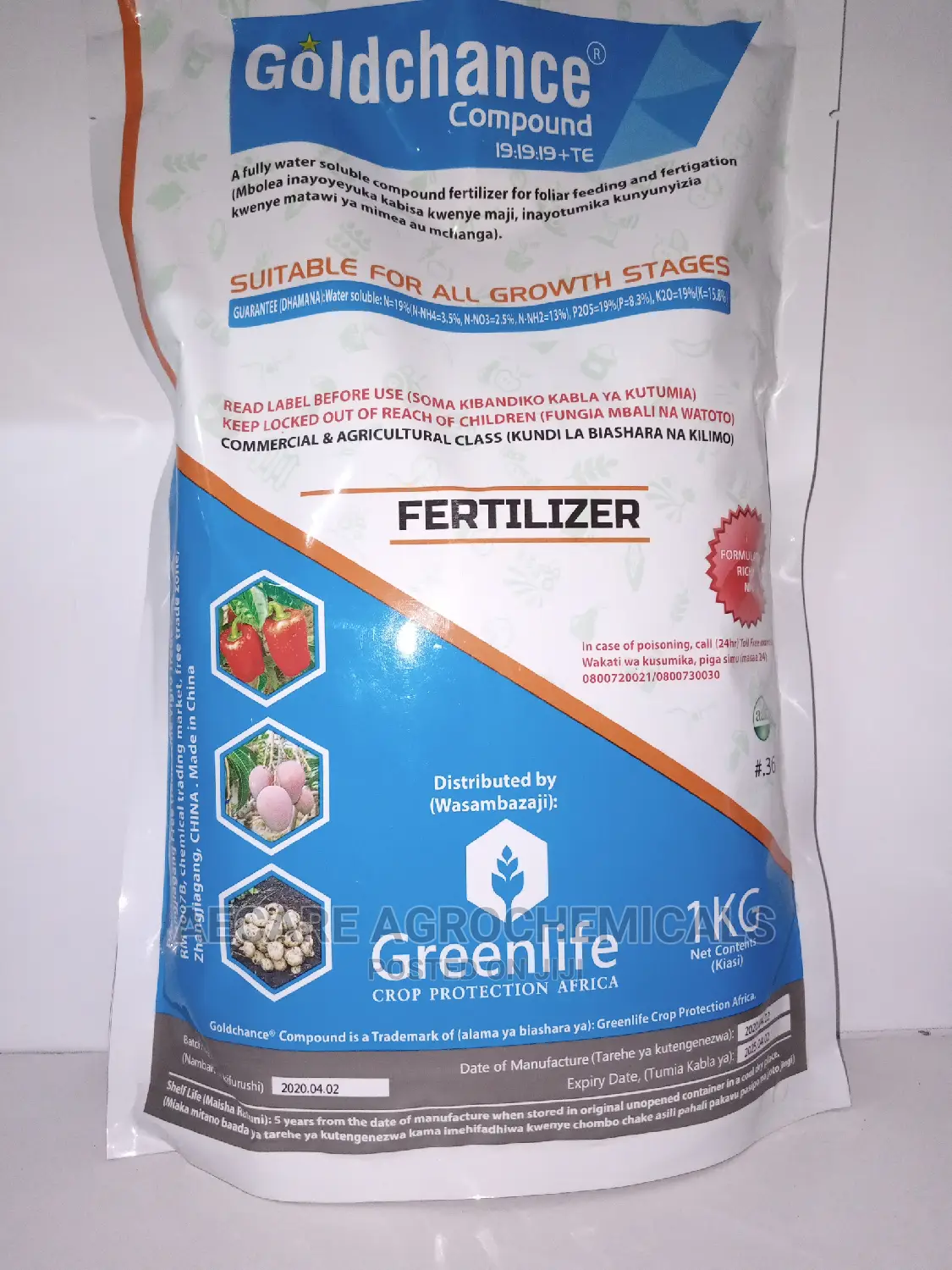 Gold Chance Compound FOLIAR FERTILIZER 19:19:19 + Te 1kg