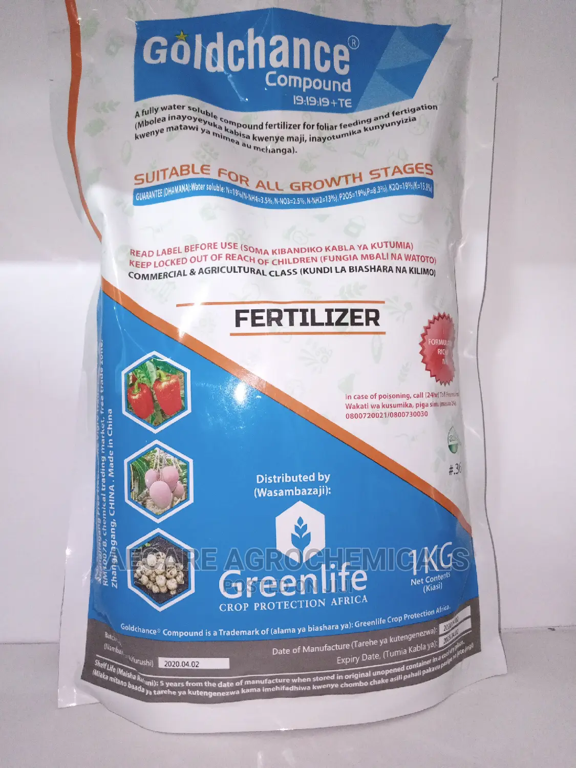 Gold Chance Compound FOLIAR FERTILIZER 19:19:19 + Te 1kg