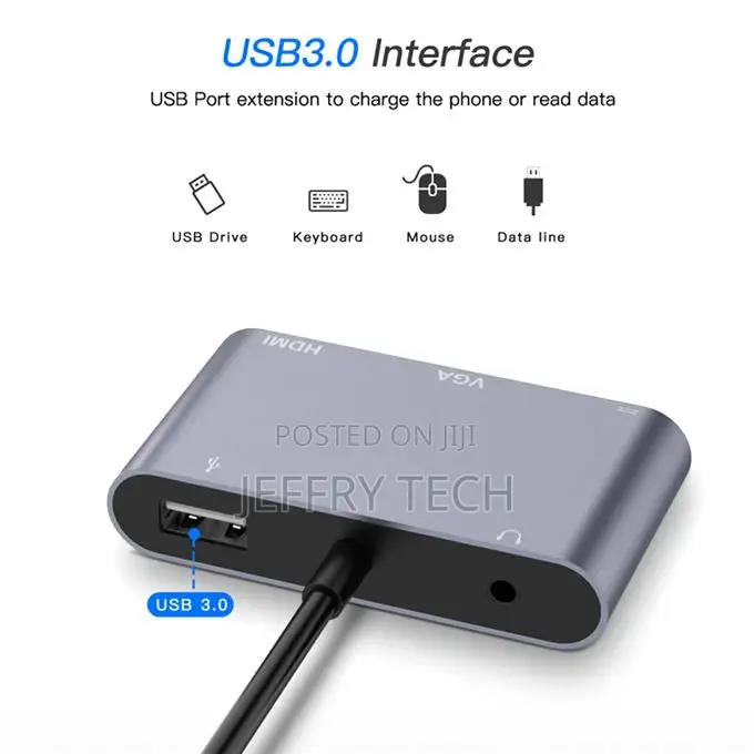 Neutral 5 in 1 USB C to HDMI 4K VGA Adapter With 3.5 Jack US