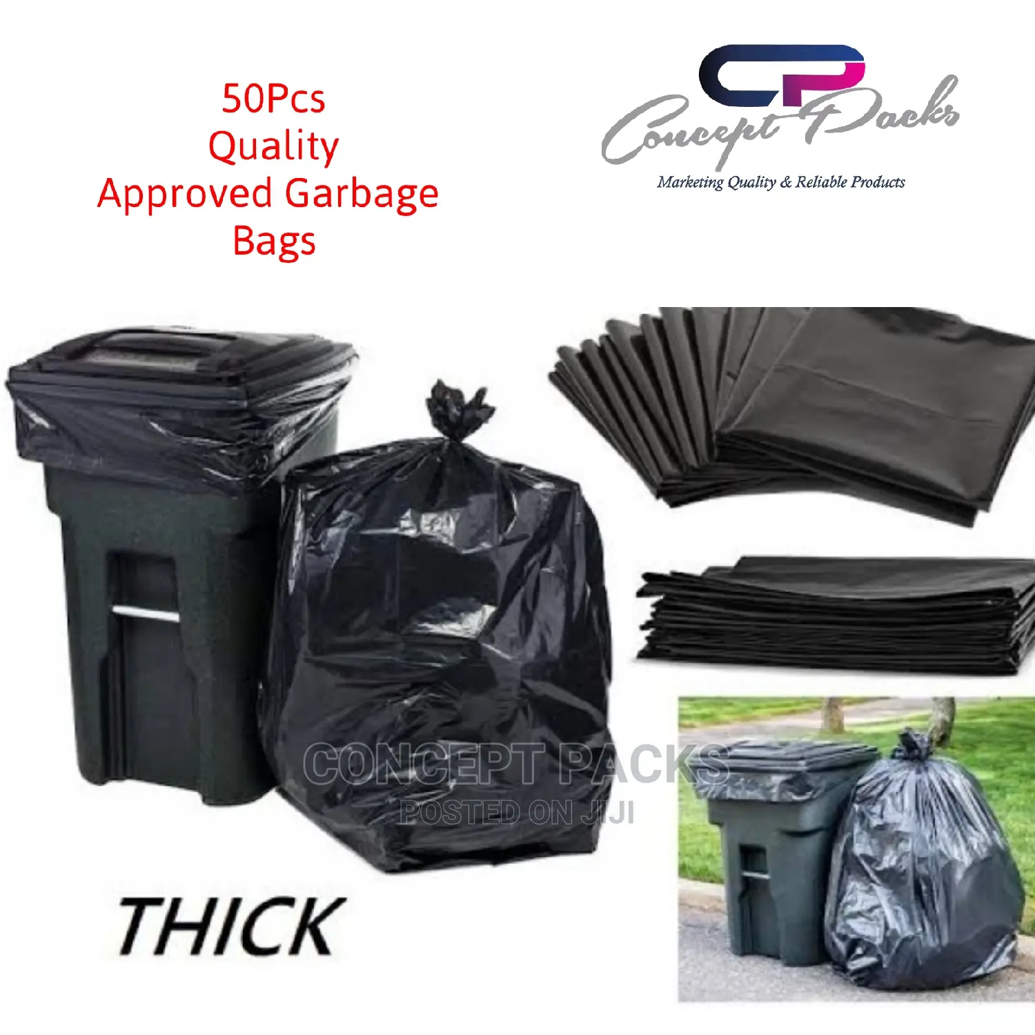Offer! 50pcs Large 50ltr Heavy Duty Bin Trash/Refuse Bags.