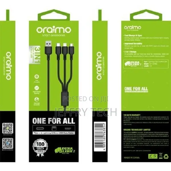 Oraimo X92 3 in 1 3 in 1 Data Cable Fast Charge