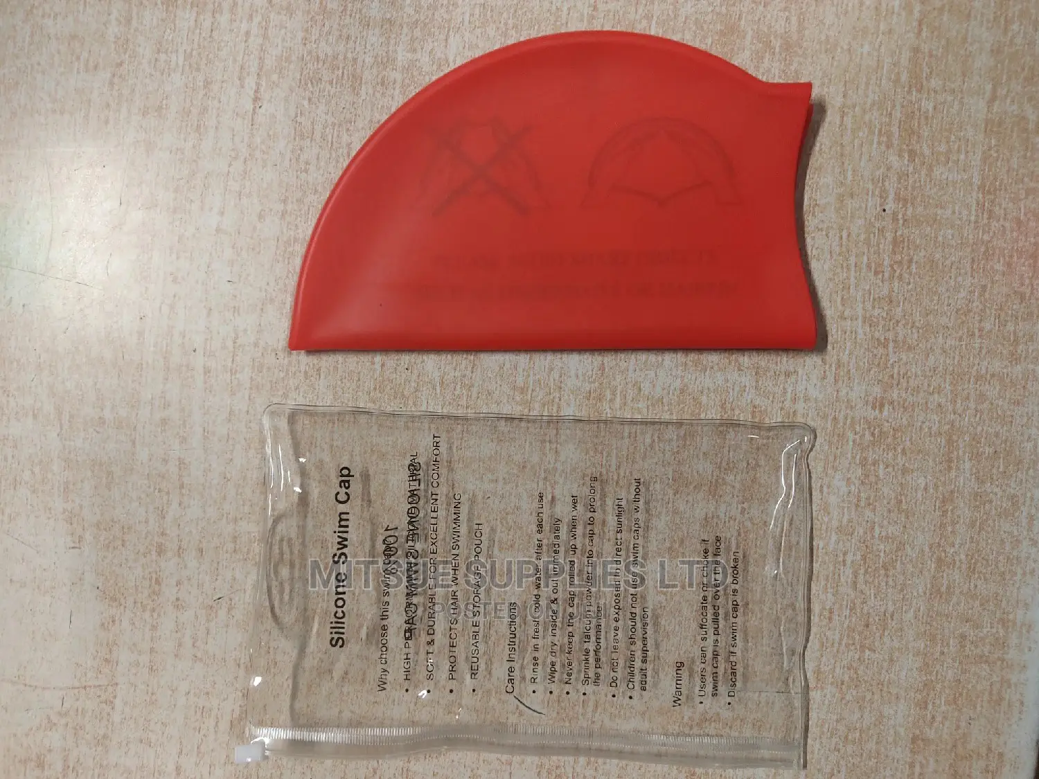 Silicone Swim Cap for Adults- Red