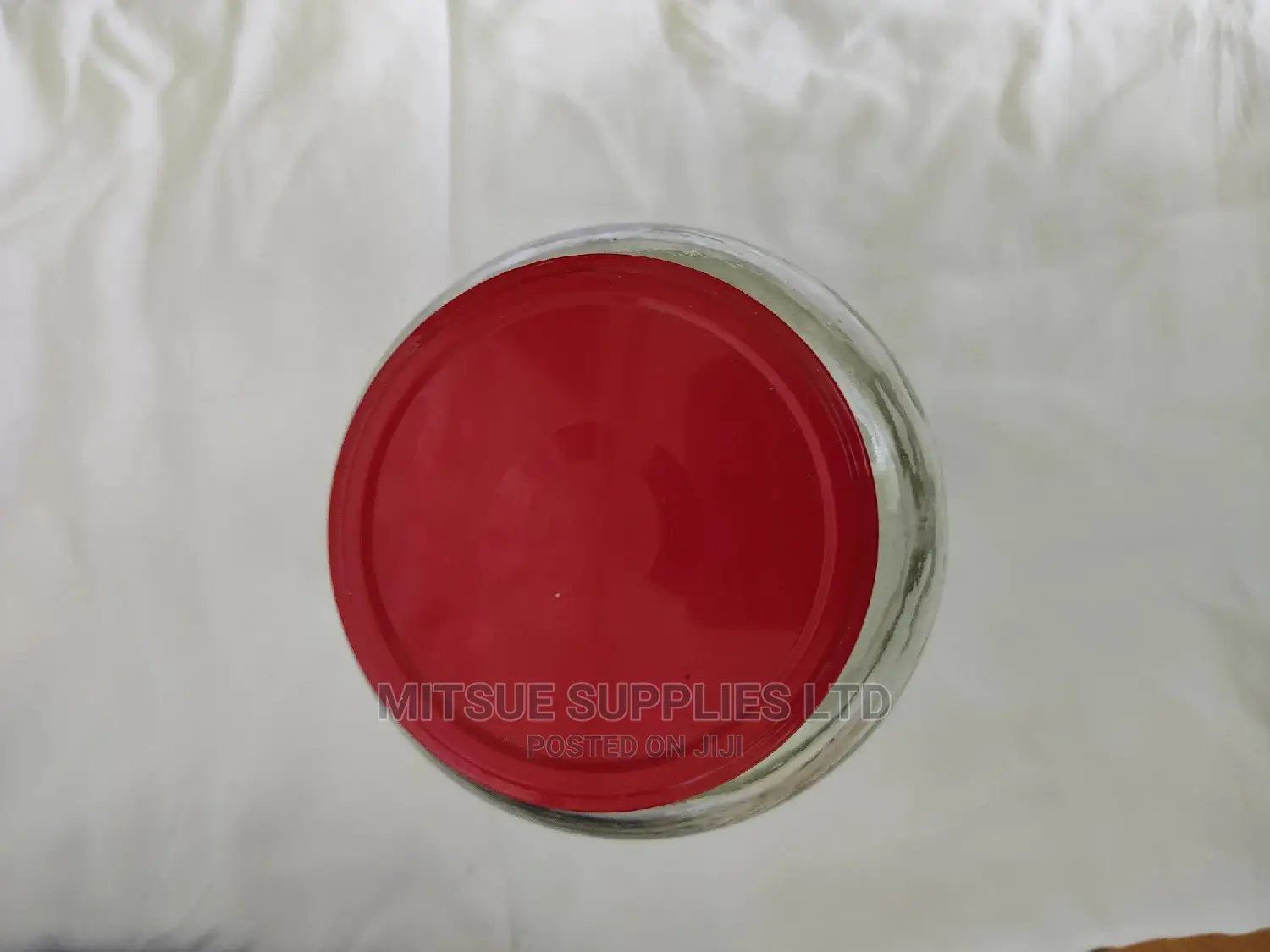 A Box of 30 Storage Glass Jars- 1415ml With Red Lids