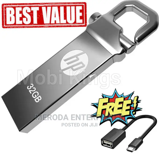 HP 32GB Metallic Flash Disk Pen Drive +Free OTG Cable