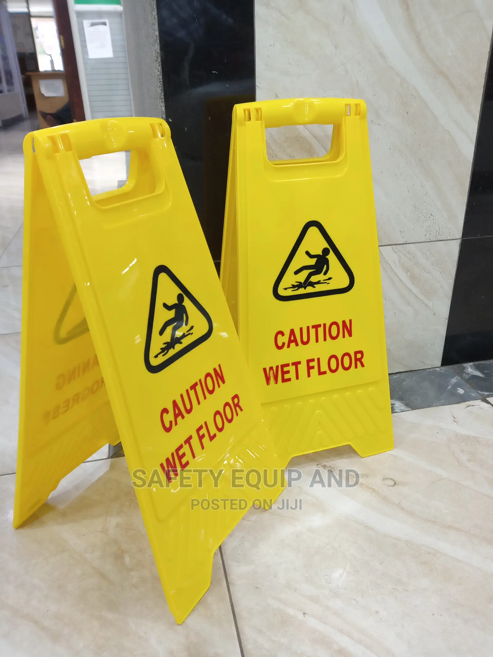 Black Wet Floor Caution Board
