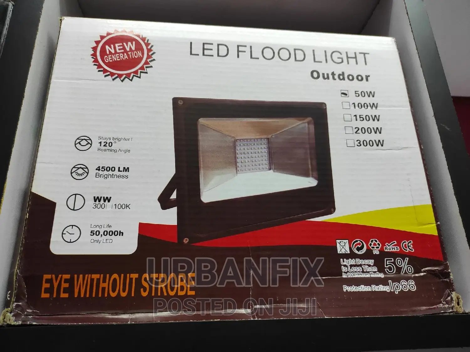 50 Watts Floodlight With IP 66 Water Resistance Rating