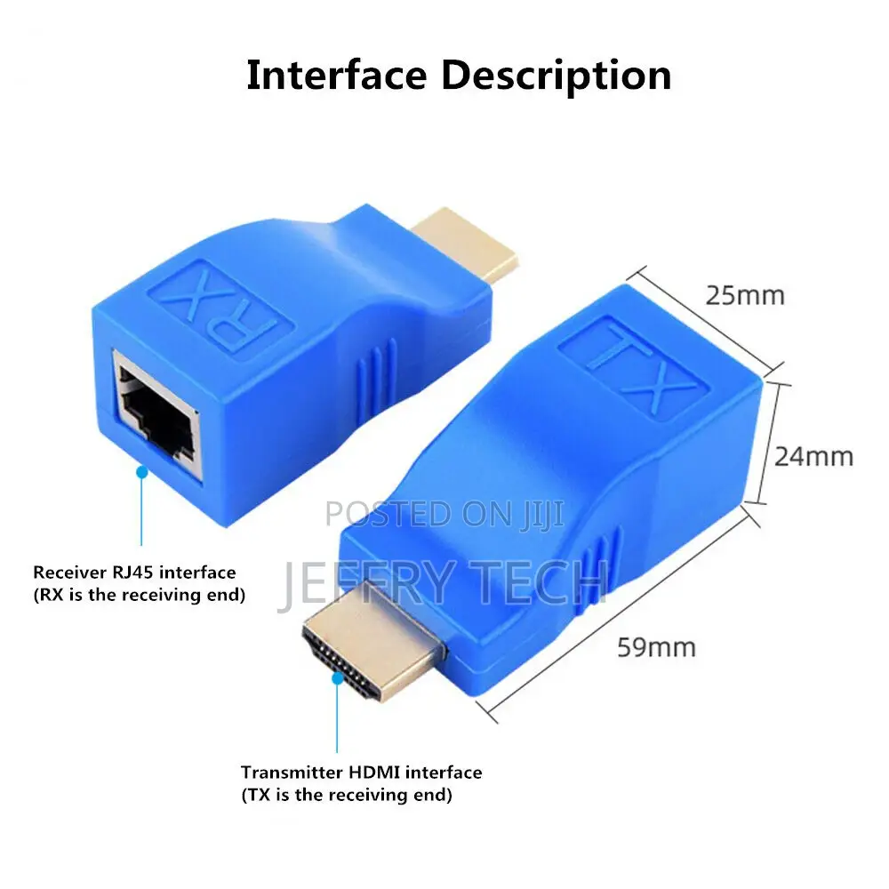 Extender to RJ45 Network Ethernet 4K Adapter HD 1080P via Ca