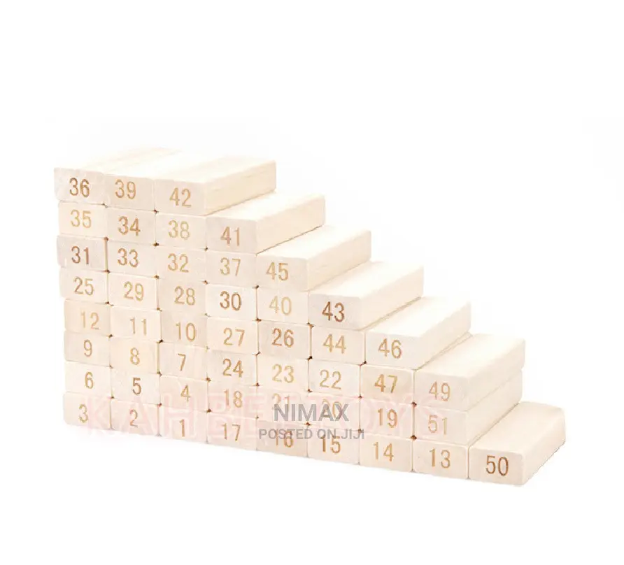 Jenga Tower Large- 54 Pcs Wooden Number Stacking Block /