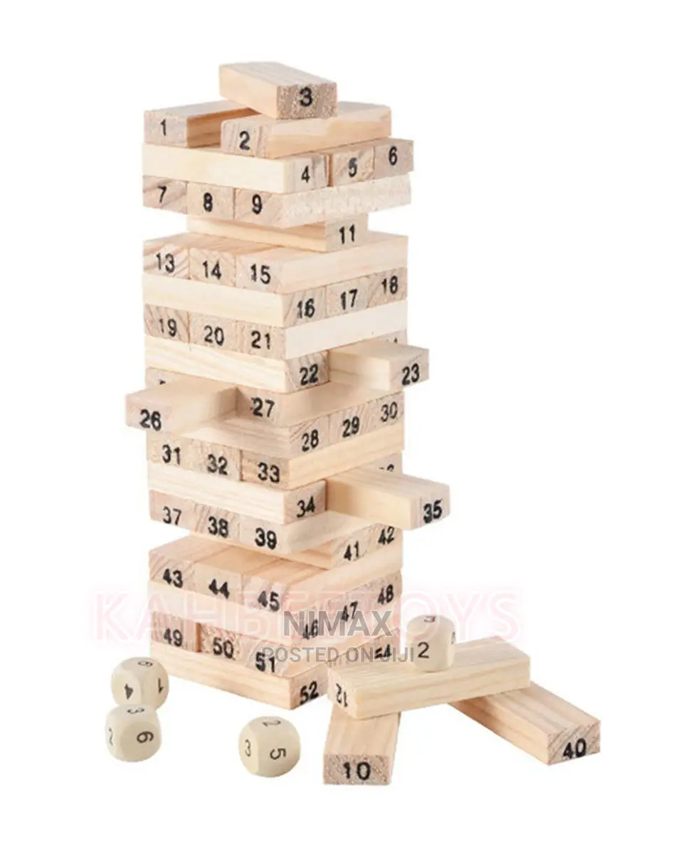 Jenga Tower Large- 54 Pcs Wooden Number Stacking Block /