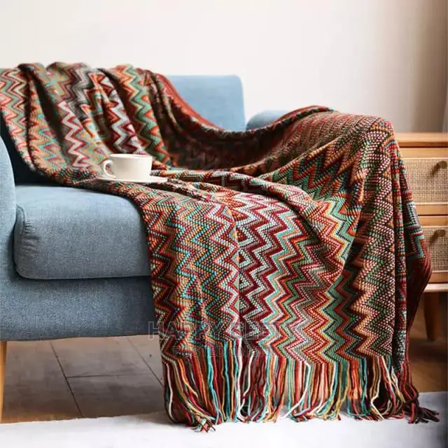 #Bohemian Style Knitted Throw Blankets