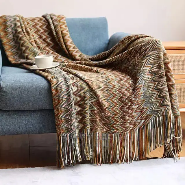 #Bohemian Style Knitted Throw Blankets
