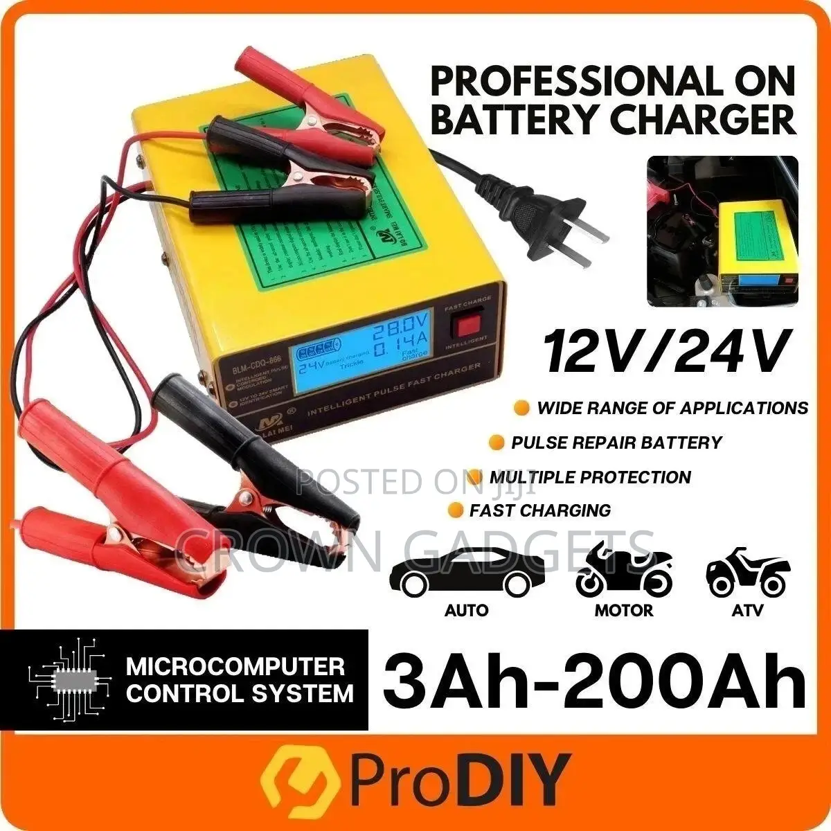 Power Full Automatic Car Battery Charger Intelligent Pulse R