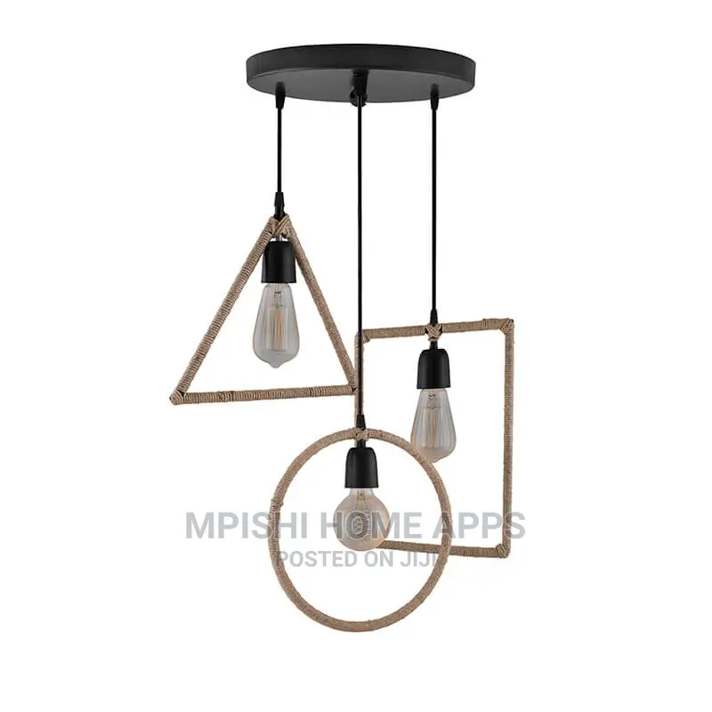3 Lights Round Hemp Rope Pendant Lights Set