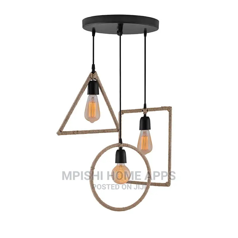 3 Lights Round Hemp Rope Pendant Lights Set
