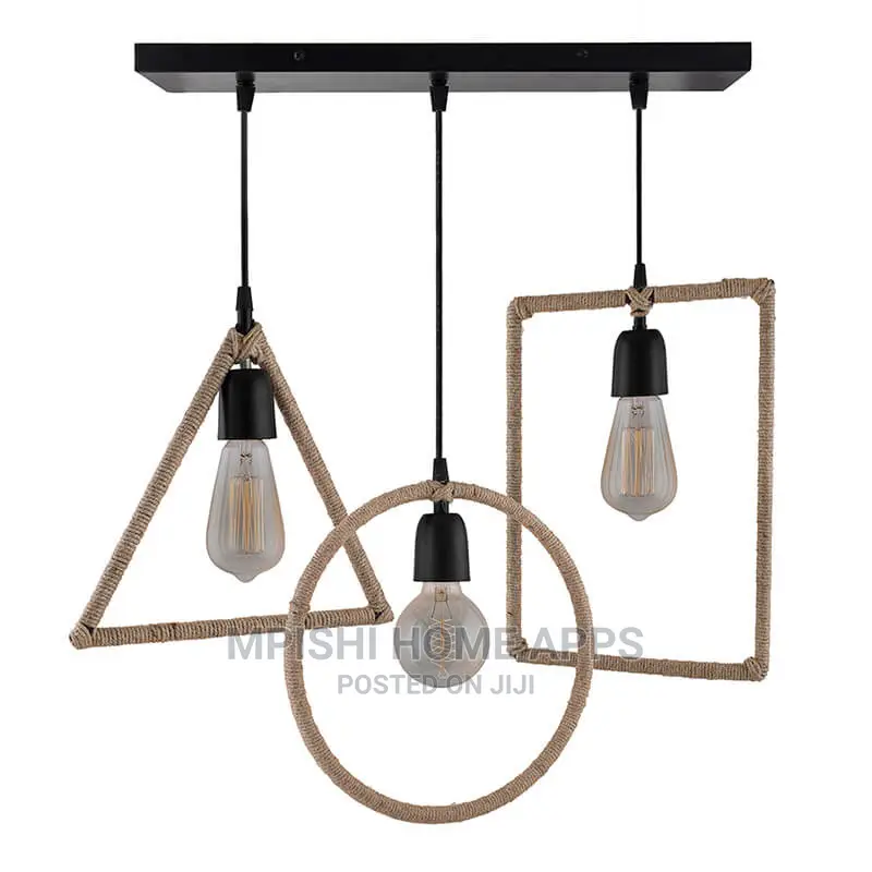 3 Lights Linear Hemp Rope Pendant Lights