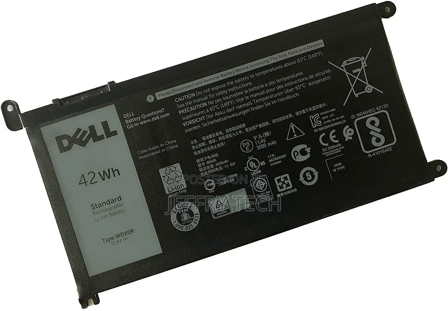 DELL WDX0R Notebook Battery 11.4V 42WH for DELL Inspiron 536