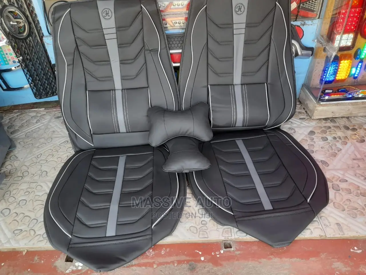 White Stretches Leather Seats Covers