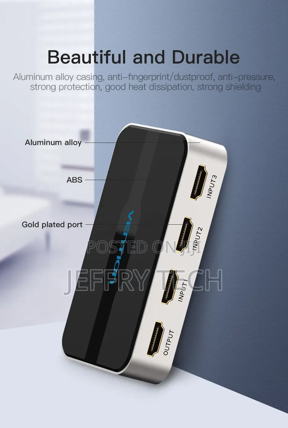 Vention 3 in 1 Out 4K HDMI 1.4 Switch With Audio Separation