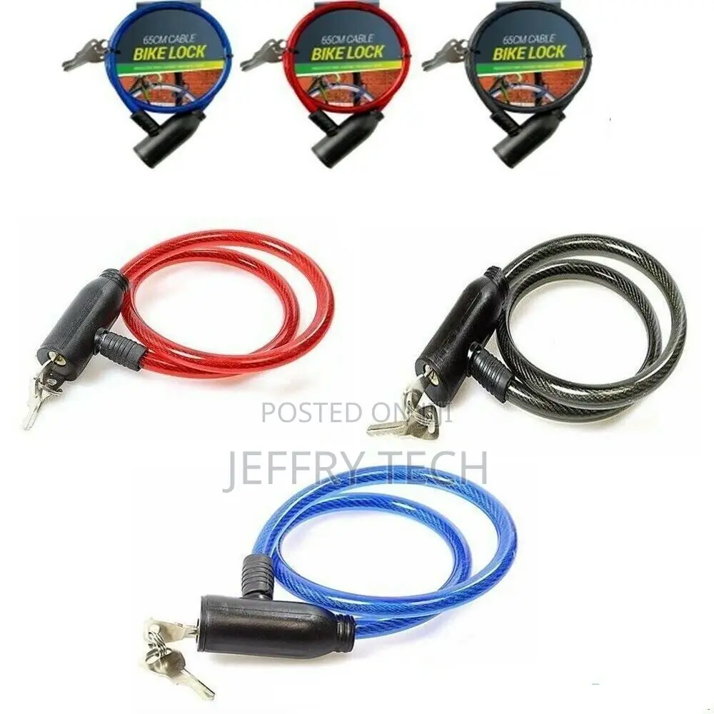 Bike Lock 65 Cm Long Secure Cycle Safety With 2 Keys Bicycle