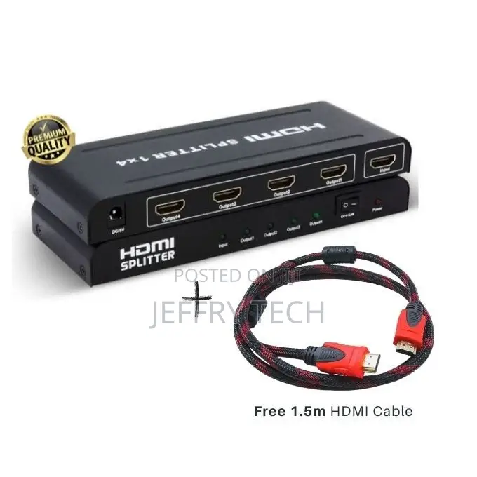 3D 4K HDMI Splitter (4-Way) With Free HDMI Cable