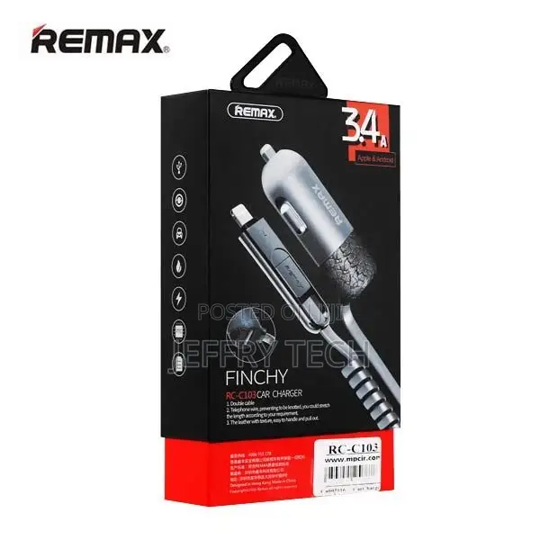 Remax RC-C103 Finchy Car Charger Micro USB 8 Pin Lightning