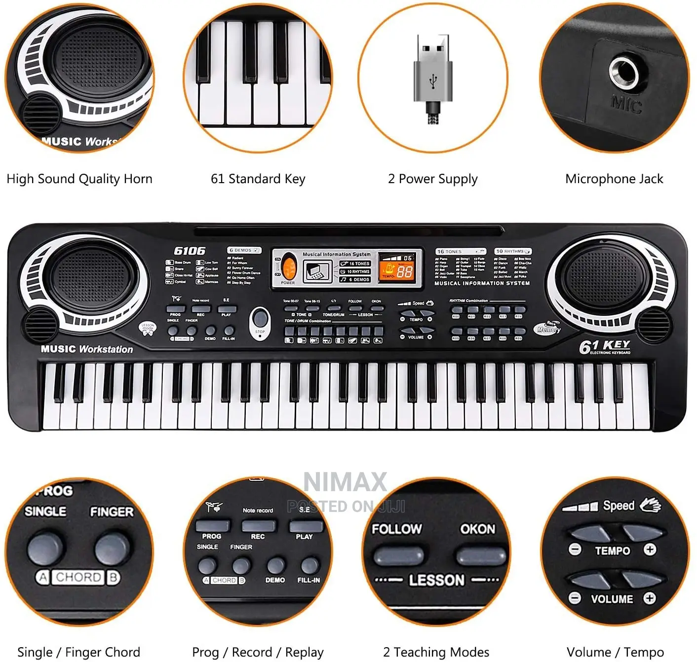 Keyboard Piano Kids 61 Key Electronic Digital Piano
