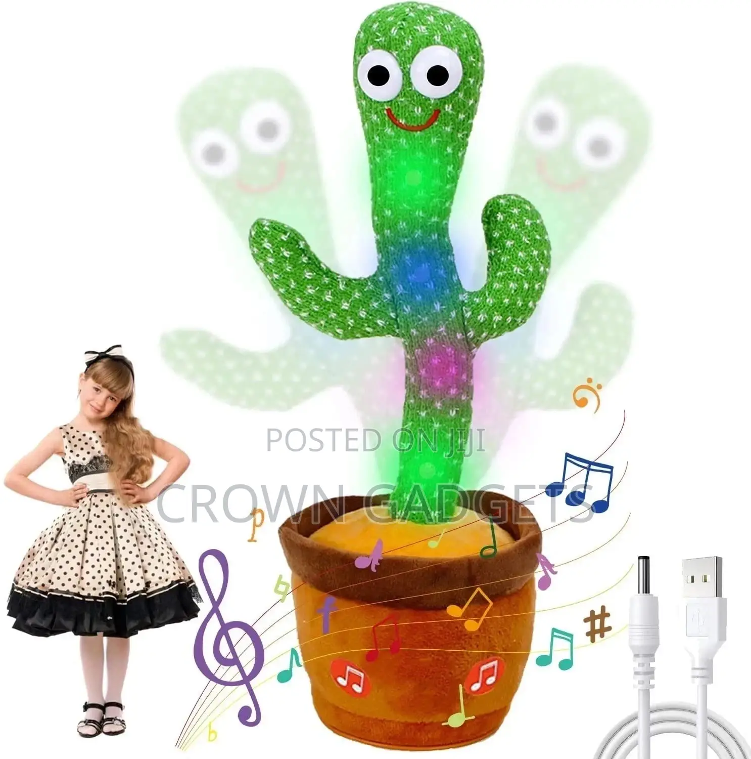 Electronic Plush Toy With Lighting, Singing Cactus