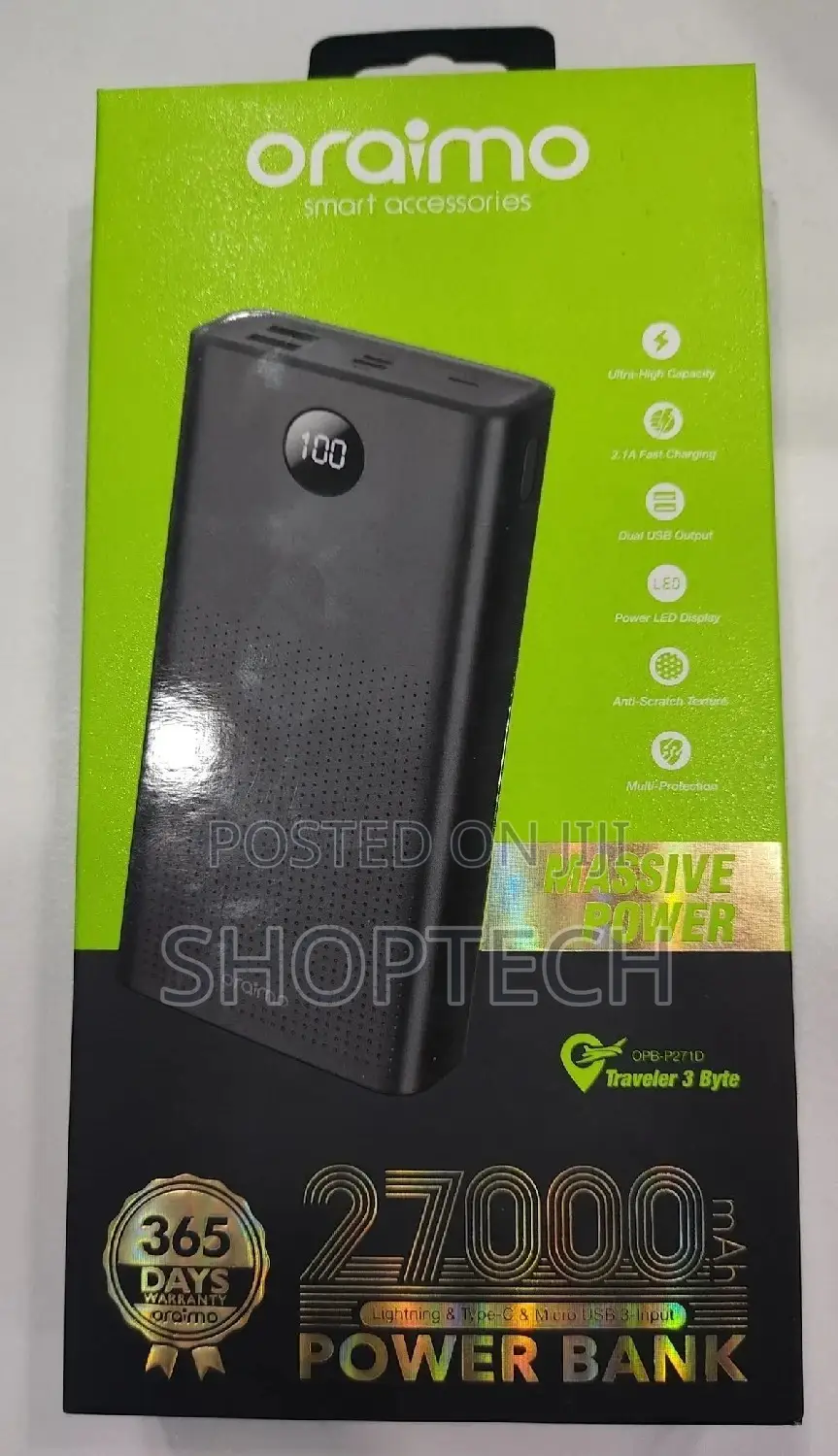 Brand New 27000 Amps Oraimo Powerbank
