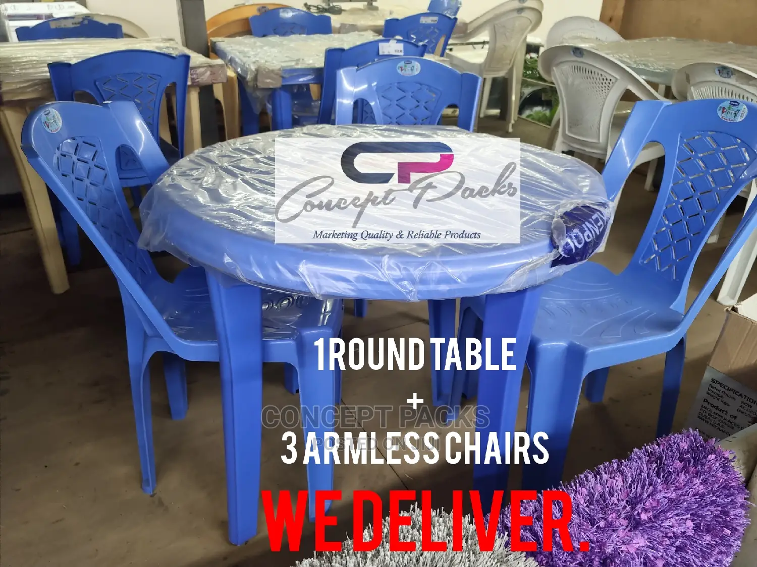 1 Round Table + 3 Chairs Set.