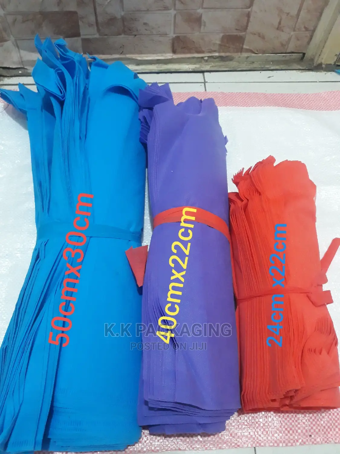 50cm by 30cm ,40x22cm and 24x22cm Bags