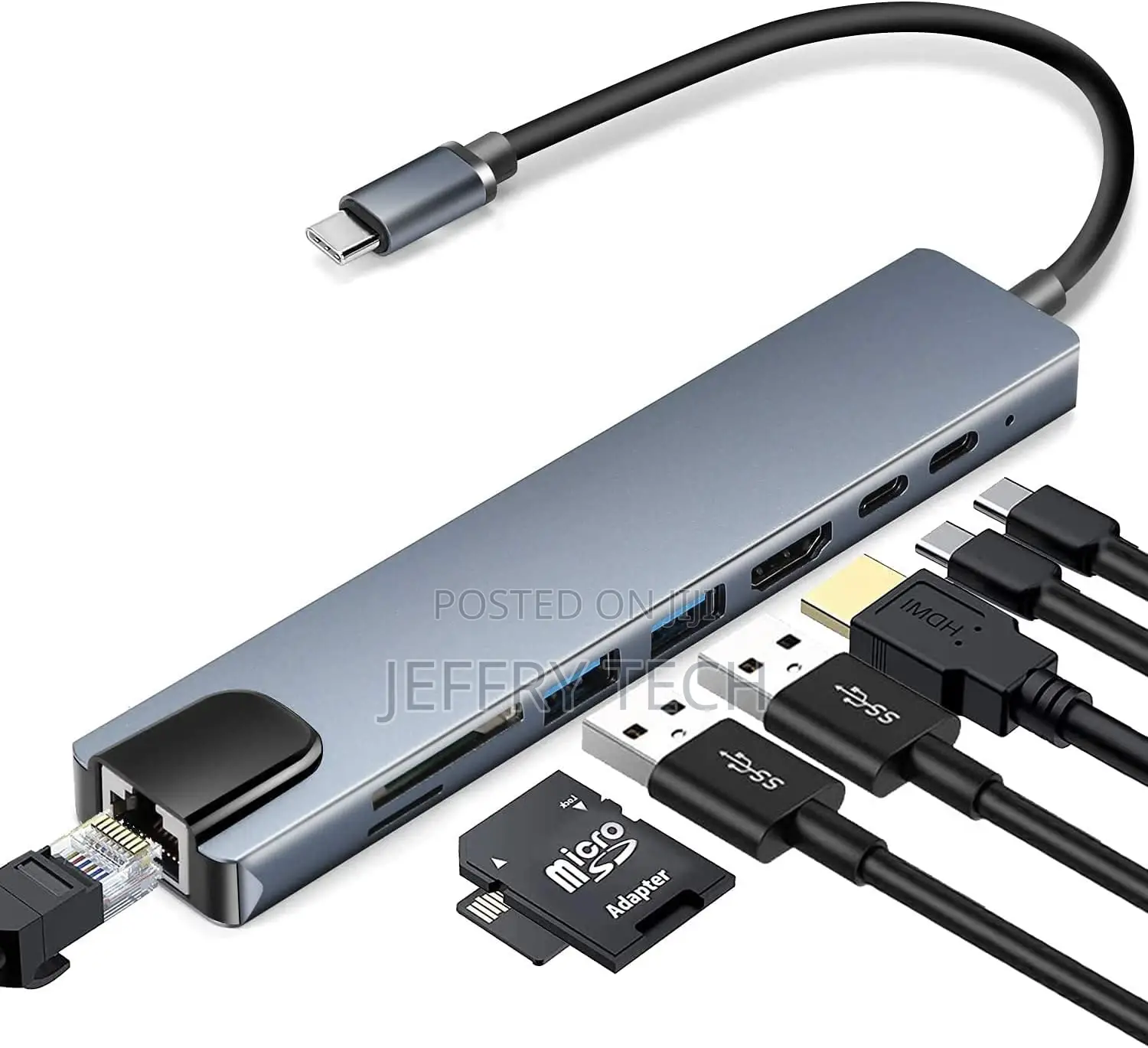 Type C Hub Adapter, 8 in 1 USB Type C Network Hub, Type C Hu