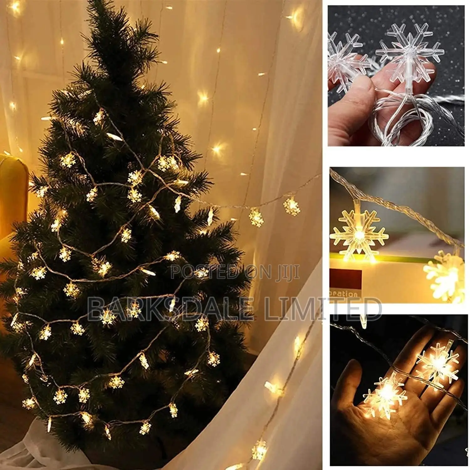 Christmas Lights Snowflake String 6M LED Fairy Battery Xmas