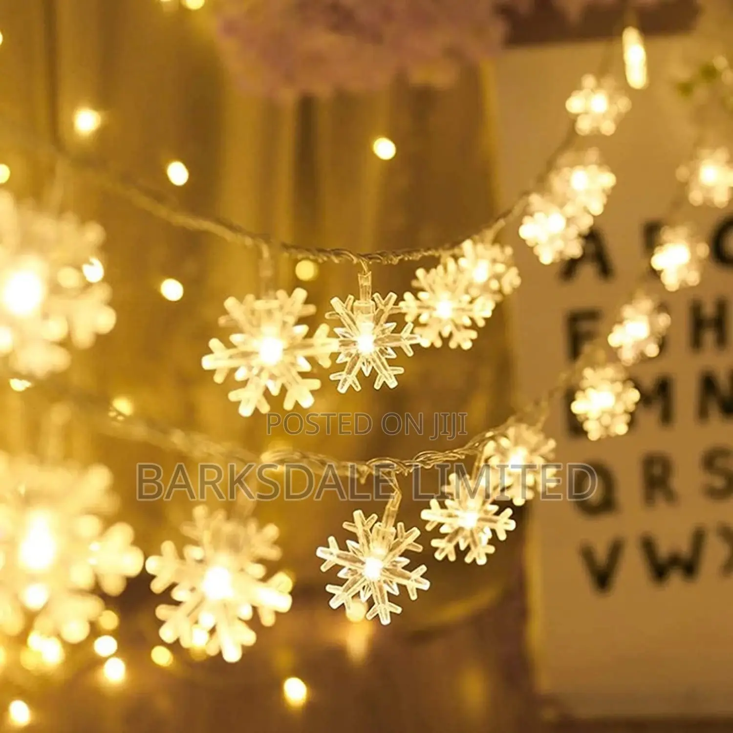 Christmas Lights Snowflake String 6M LED Fairy Battery Xmas