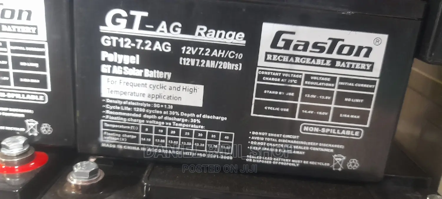 Gaston Rechargeable Polygel Battery Gt-Ag 12v 7.2ah 20hr