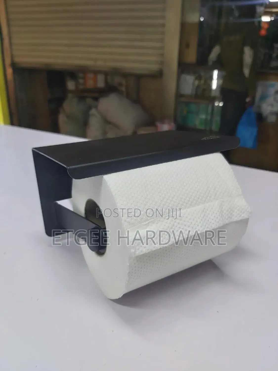 Black Tissue Holder With Phone Holder