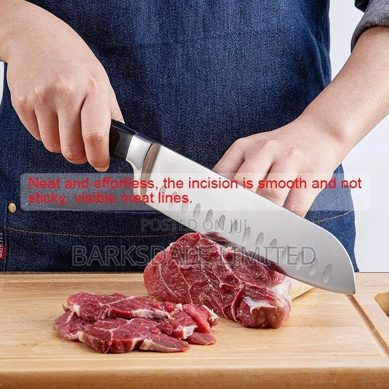 Santoku Knife Black Stainless Steel Edge Professional Chef Knives