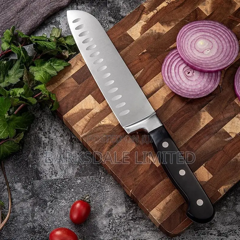 Santoku Knife Black Stainless Steel Edge Professional Chef Knives