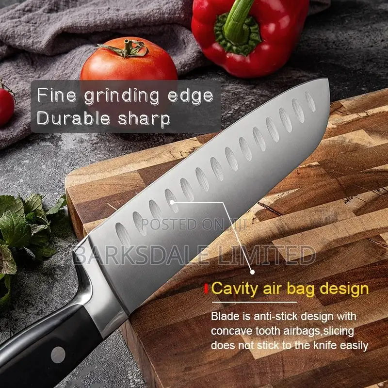 Santoku Knife Black Stainless Steel Edge Professional Chef Knives
