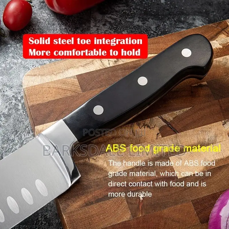 Santoku Knife Black Stainless Steel Edge Professional Chef Knives