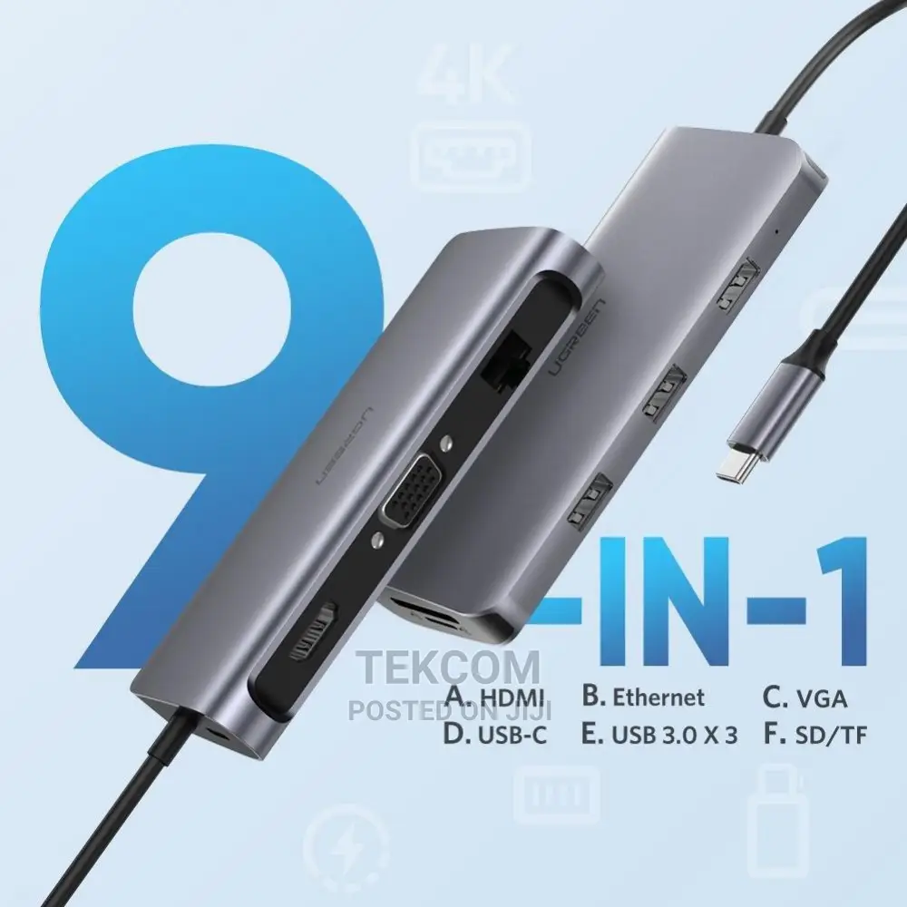 UGREEN USB-C Multifunction Adapter 9 in 1 (Space Gray) - CM1