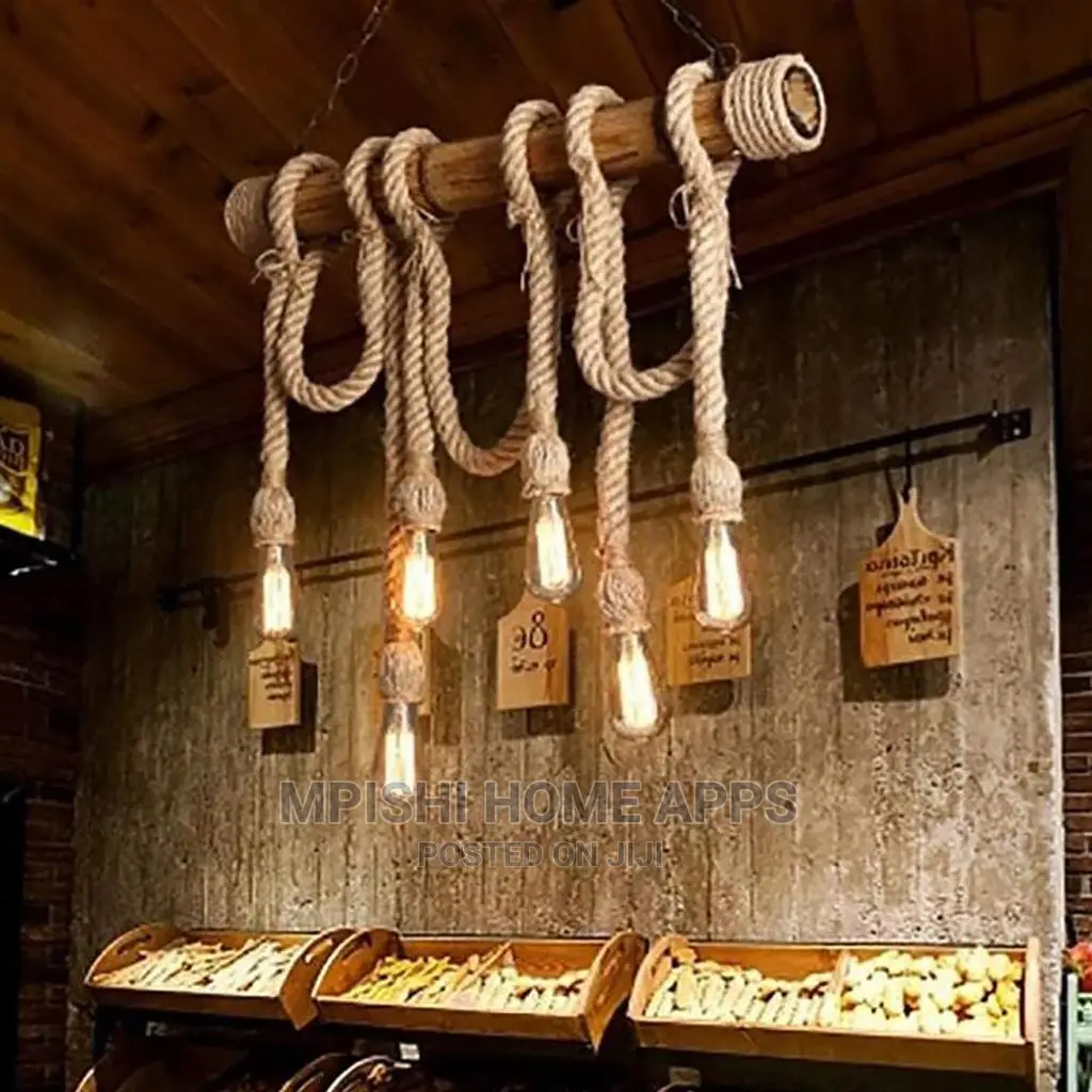 6 Head Rope Bamboo Pendant Lights