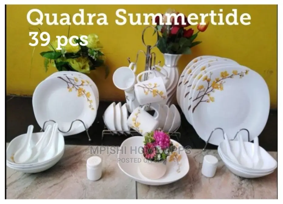 39pcs Quadra Square Dinner Set Summertide