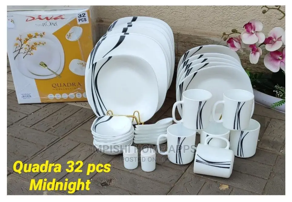 32pcs Quadra Square Dinner Set Midnight