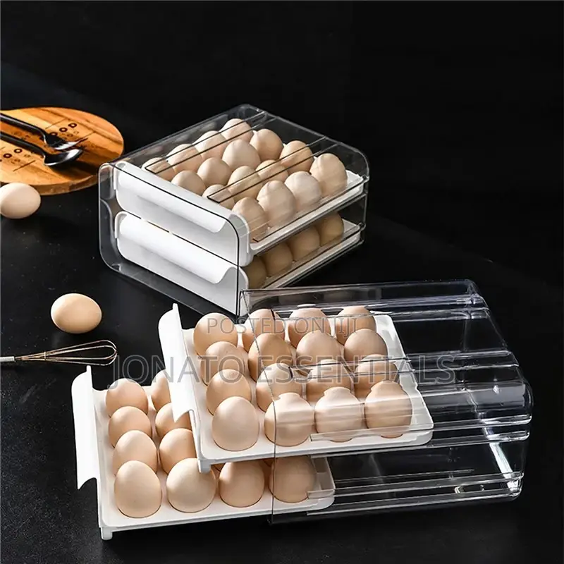 32pcs Egg Drawer Tray, Fridge Organizer, Egg Storage Box