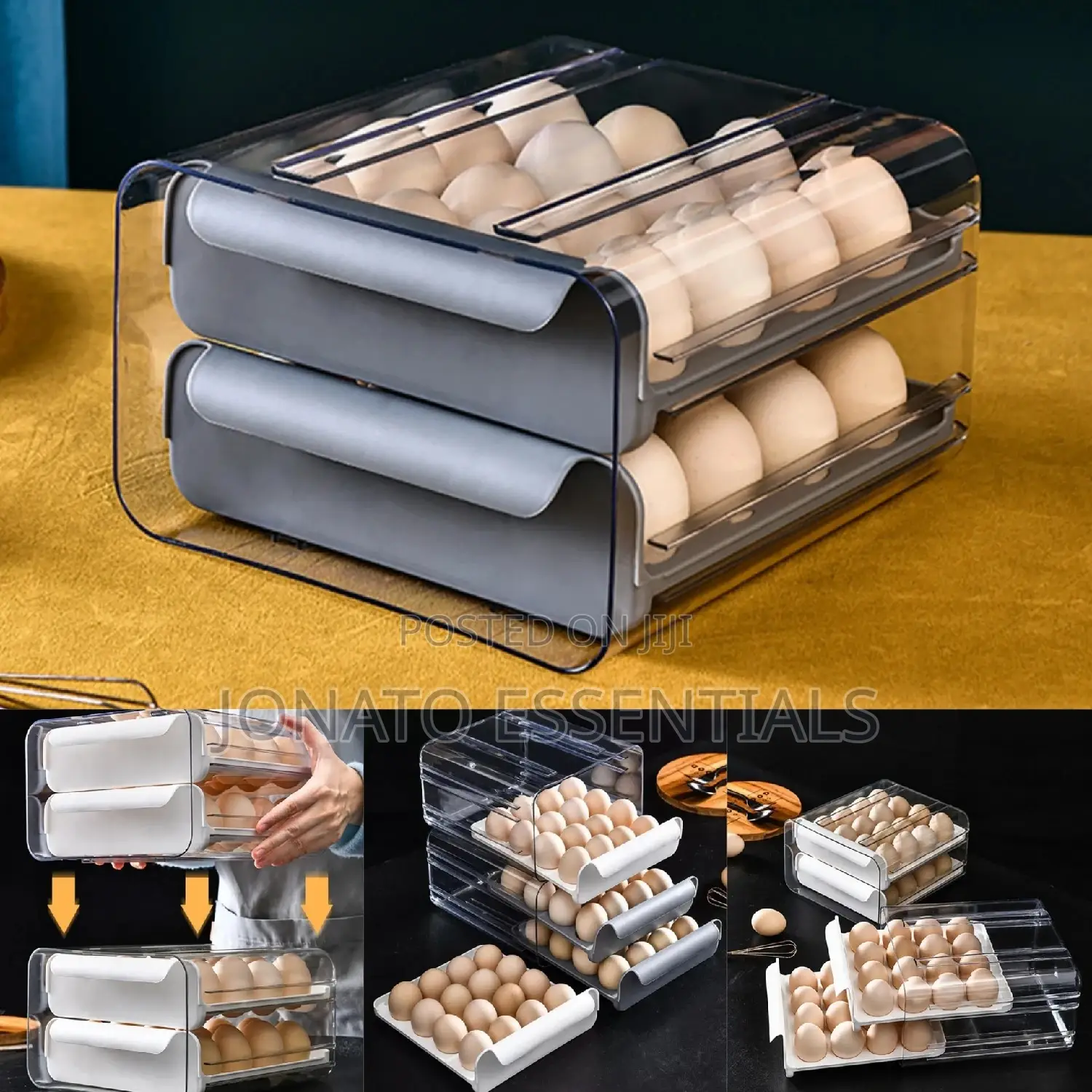 32pcs Egg Drawer Tray, Fridge Organizer, Egg Storage Box