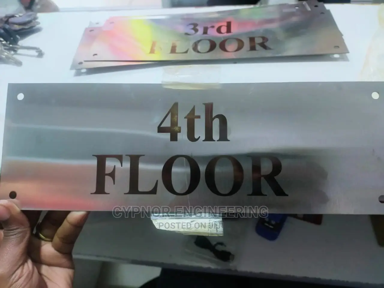 Laser Engraving on Stainless Steel Door Signage, Labels